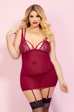 Load image into Gallery viewer, Risky Business Chemise Set - One Size Queen - Wine STM-10791XPWIN
