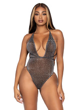 Load image into Gallery viewer, Convertible Lurex Rhinesotone Teddy - One Size - Black Silver LA-89270BLKSIL
