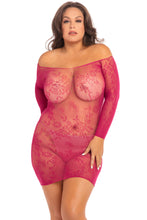 Load image into Gallery viewer, Open Season Off-Shoulder Mini Dress - Sangria - 1x2x RR-7083XSGA1X2
