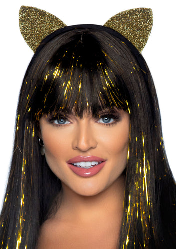 Glitter Cat Ear Headband Gold LA-2771GD