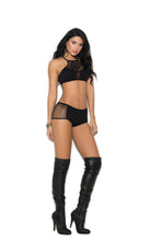 Load image into Gallery viewer, Opaque Bralette and Booty Shorts With Cut Out Detailing - One Size - Black EM-1372
