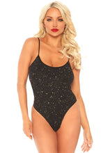 Load image into Gallery viewer, Shimmer Lurex Opaque Thong Back Bodysuit - Black/gold - One Size LA-89238
