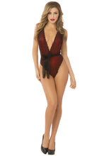 Load image into Gallery viewer, Floral Lace &amp; Mesh Teddy - One Size - Red STM-10708PRED
