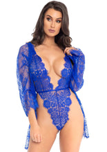 Load image into Gallery viewer, 3pc Lace Teddy and Robe Set - Royal Blue - Large LA-86112RYLBLUL
