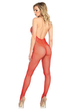 Load image into Gallery viewer, Seamless Fishnet High Neck Halter Bodystocking
