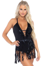 Load image into Gallery viewer, Fringe Halter Bodysuit - Black - S/m LA-89266BLKSM
